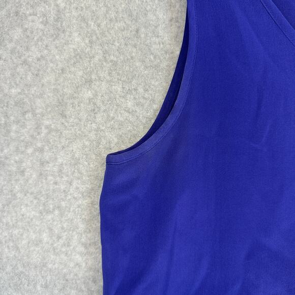 Classiques For Nordstrom Top Womens Size Medium Petite Royal Blue 100% Silk Tank - Picture 3 of 10